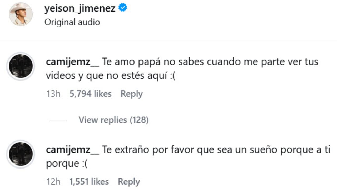 Así reaccionó Camila, la hija mayor de Yeison Jiménez, tras el inesperado fallecimiento del cantante.