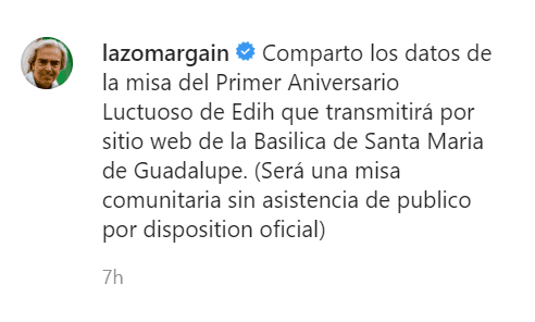 Fue Lorenzo Lazo, viudo de la actriz, quien compartió la información para asistir a la ceremonia.