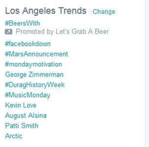 En Los Ángeles, el ‘hashtag’ #facebookdown encabezó la lista de temas populares en Twitter.