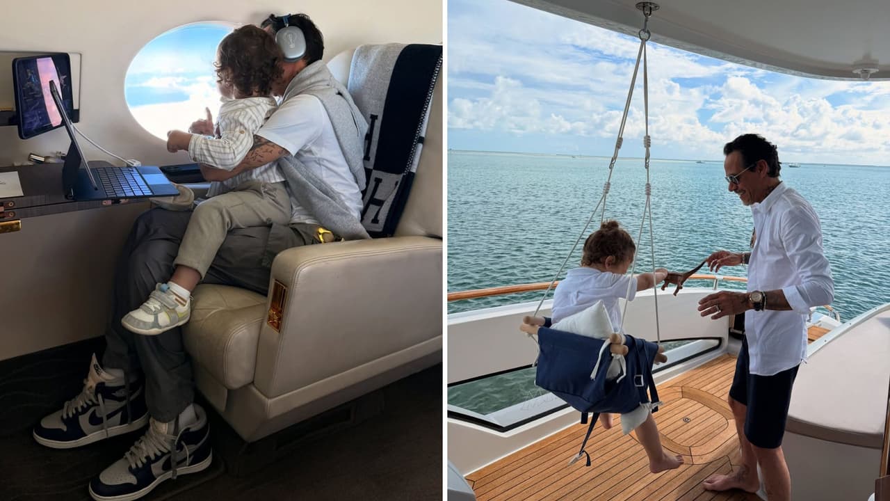 Marc Anthony con Marco, su hijo.