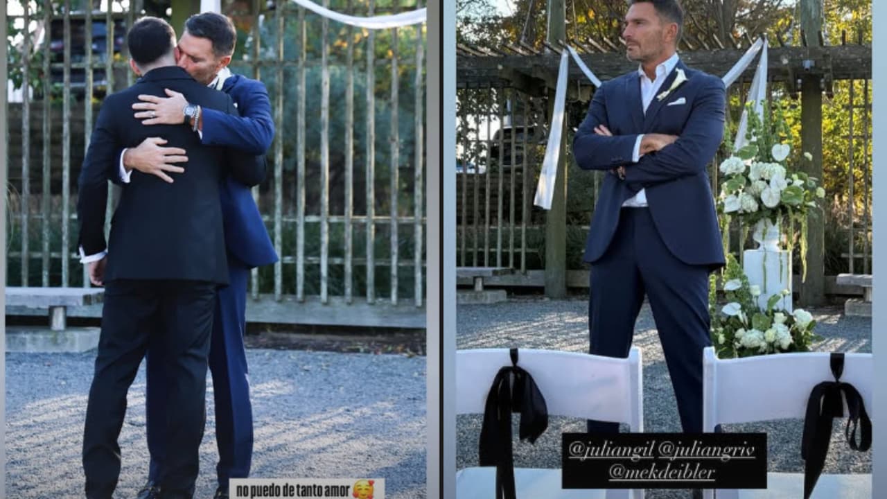 Julián Gil captado en la boda de su hijo.