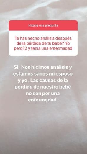 De esta manera, la actriz mexicana señaló que dicha pérdida no fue a consecuencia de una enfermedad.