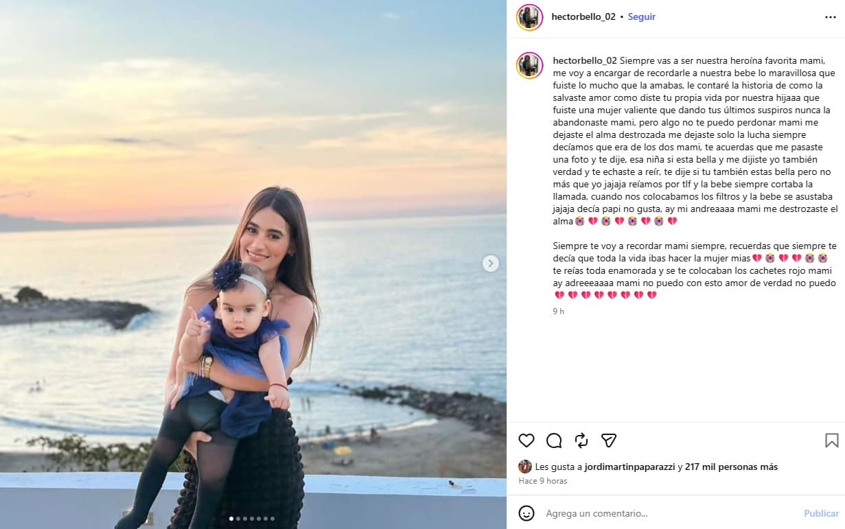 Héctor Bello dedicó emotivas palabras a su difunta esposa.