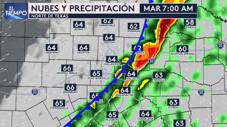 ¿A qué hora van a llegar las tormentas este martes al norte de Texas?