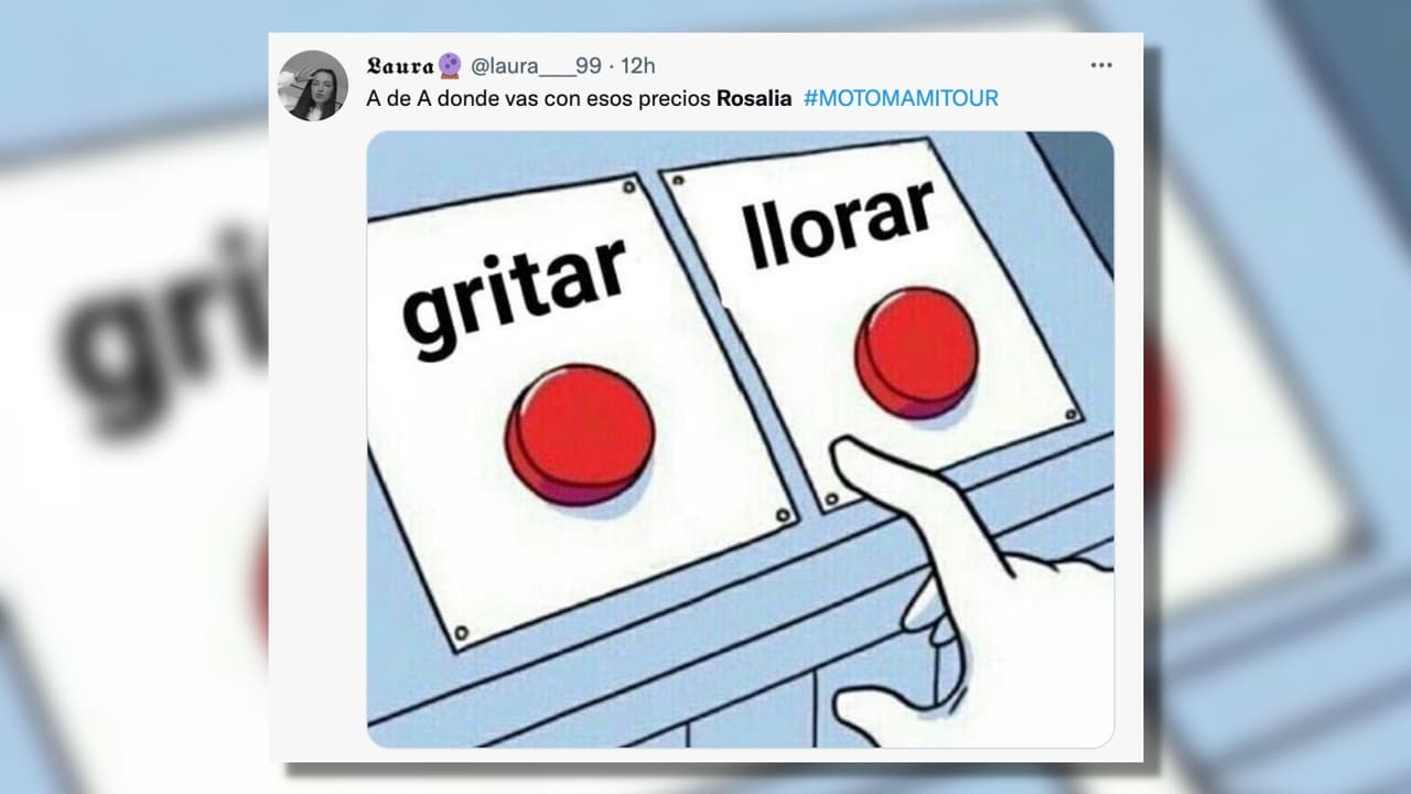 Nuevamente los dibujos animados son los encargados de darle humor a las redes, ahora podemos ver dos botones rojos que dicen: ‘Gritar' o ‘Llorar' haciendo alusión a los precios de los boletos en preventa del concierto de ‘La Rosalía’. ¿Cuál escogería?