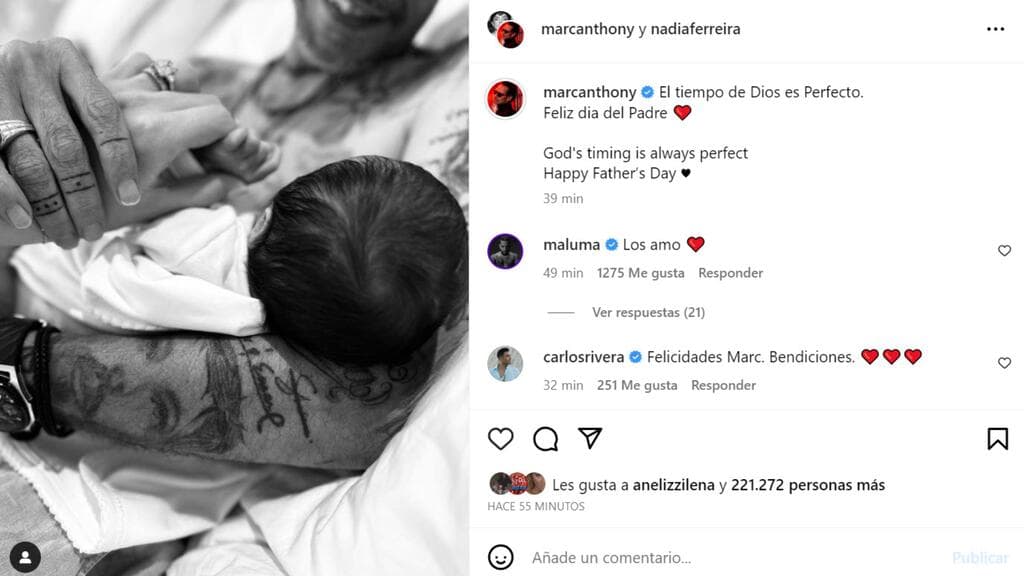 Esta es la única foto que se conoce hasta ahora del bebé de Marc Anthony y Nadia Ferreira.