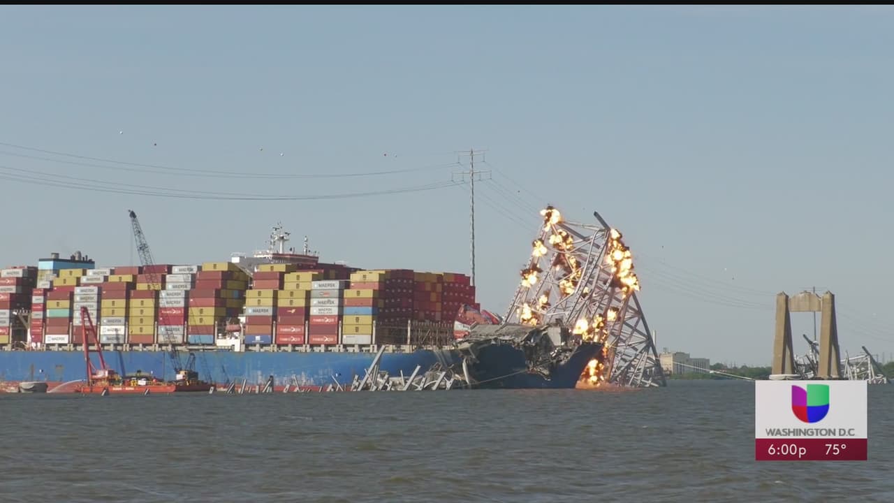 Video: así demolieron parte del puente Francis Scott Key que seguía en pie en Baltimore