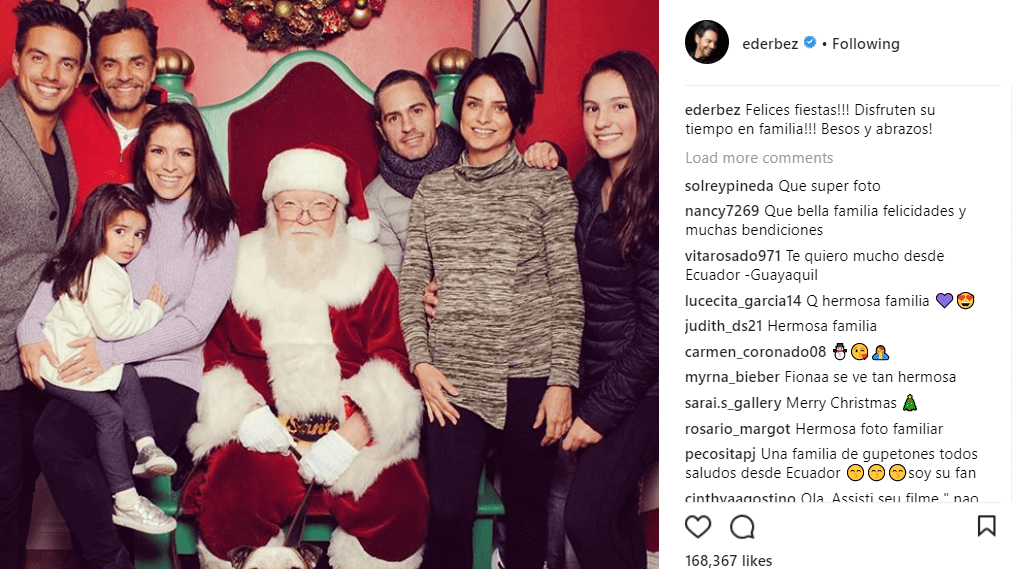 Eugenio Derbez invitó a sus fans a disfrutar el tiempo en familia con esta linda instantánea junto a Santa Claus.
