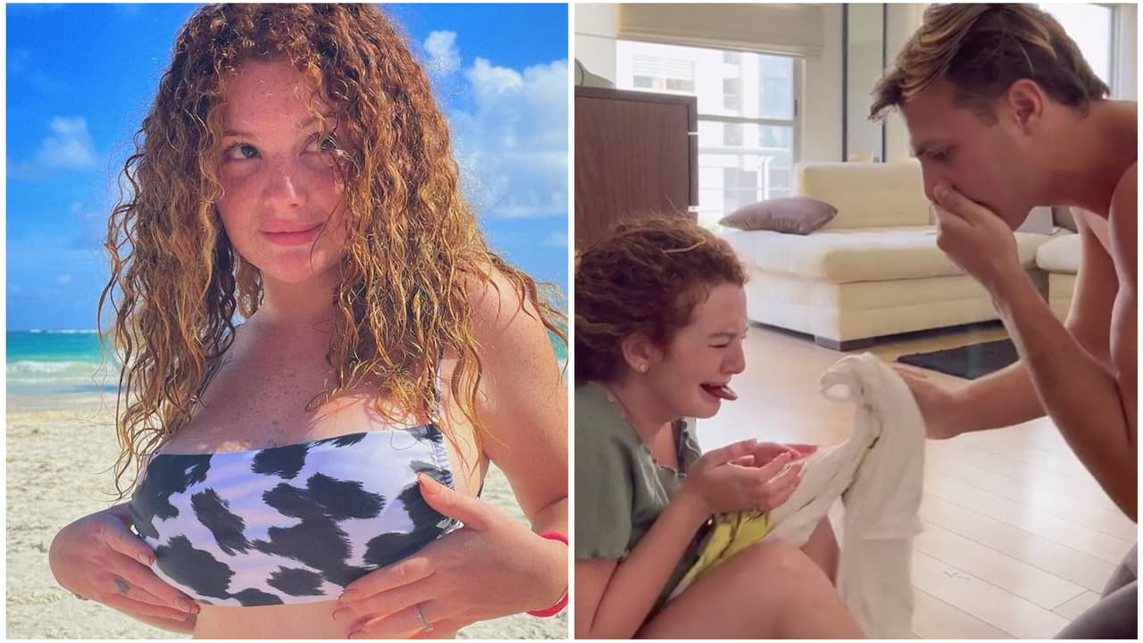 Con la boca ‘ensangrentada’, Briggitte Bozzo le juega una broma a su novio y por poco queda sin pareja