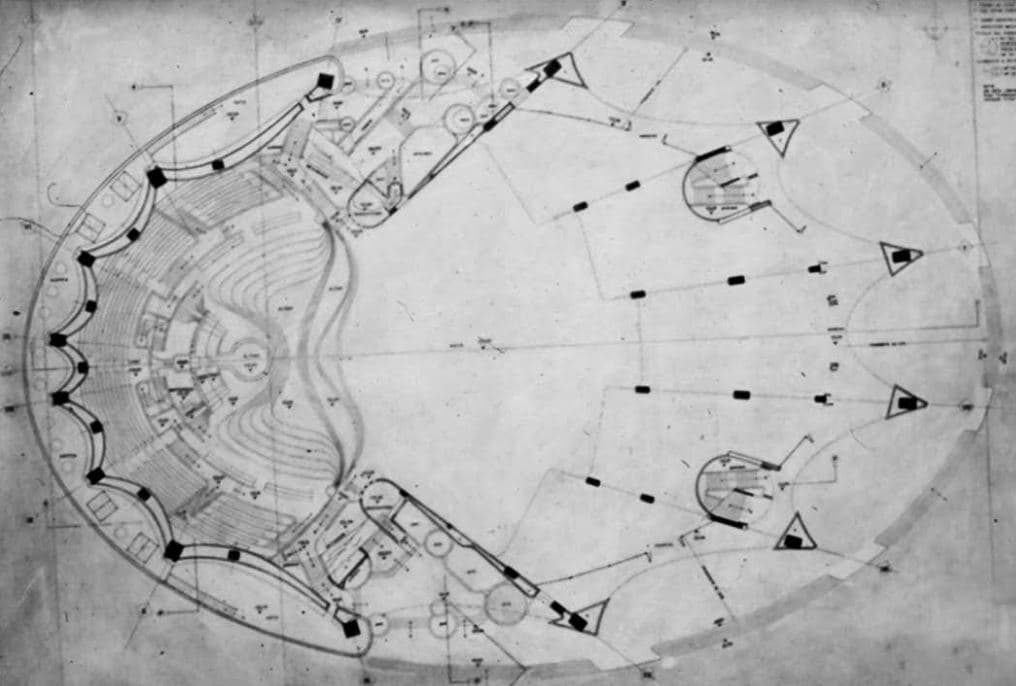 Un plano arquitectónico del templo de La Luz del Mundo.