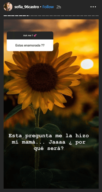 Y respondió de esta manera a la pregunta de si "¿Estás enamorada?".