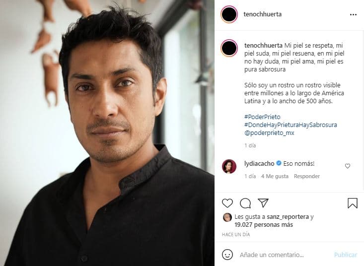 El actor Tenoch Huerta quiso darle su toque personal al apuntar: "Sólo soy un rostro, un rostro visible entre millones a lo largo de América Latina y a lo ancho de 500 años".