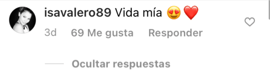 Valero le respondió con cariñosas palabras: "Vida mía", se lee en los comentarios.