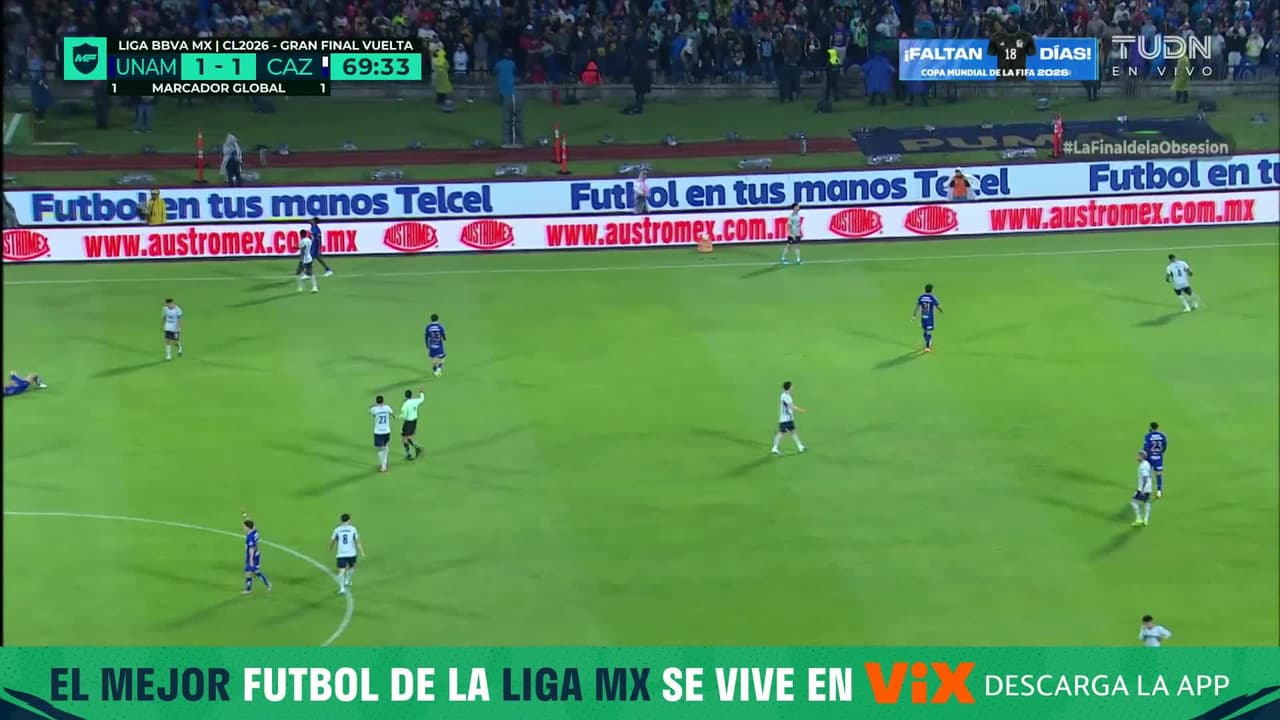 ¡Otro lesionado para Pumas! Duarte tiene que salir de cambio por molestias y entra Bennevendo en su lugar