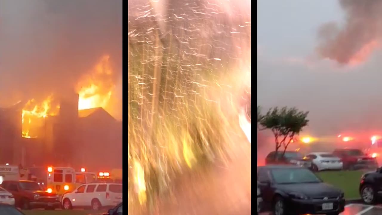 Caen dos rayos en unos apartamentos y provocan voraz incendio en el noroeste de Houston