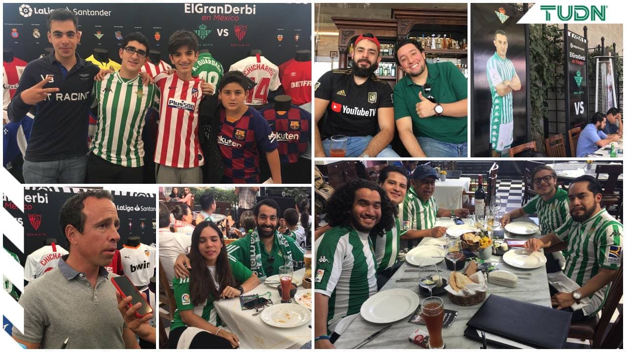 Gran ambiente en la Ciudad de México para vivir 'El gran Derbi' entre el Betis y el Sevilla.