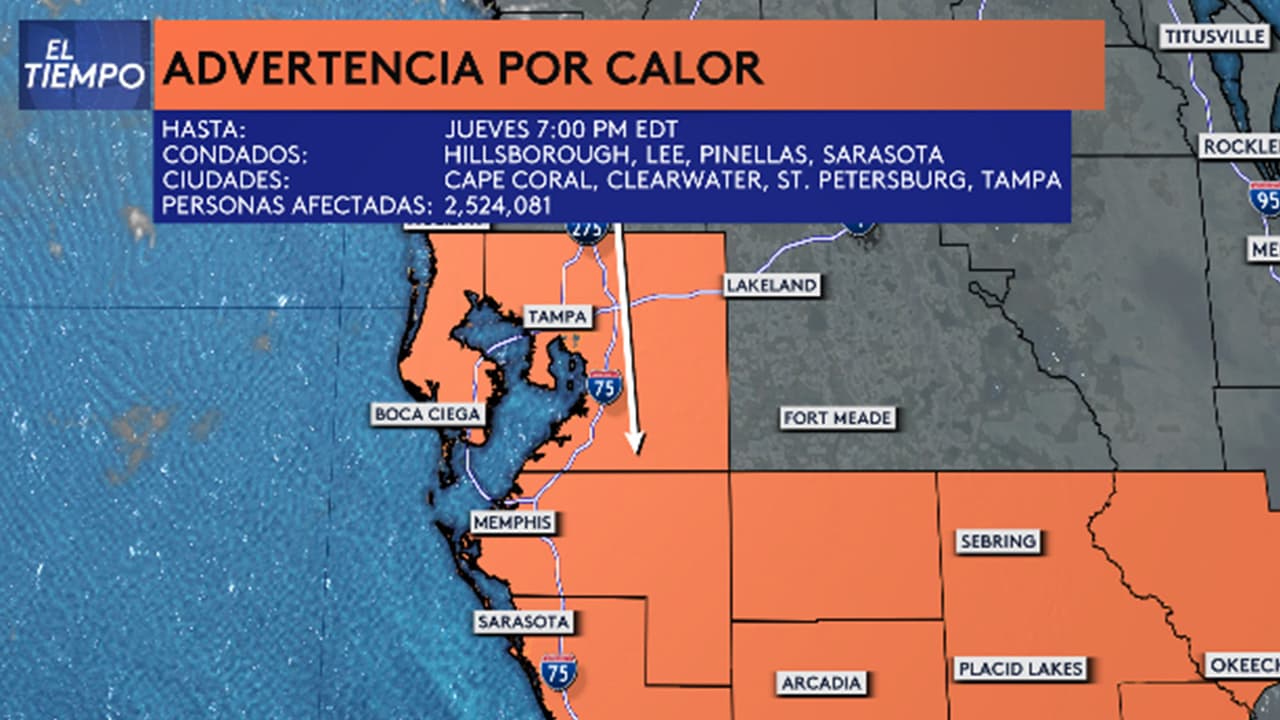 Sigue advertencia de calor por tercer día en Tampa: las temperaturas se sentirán en 110 °F
