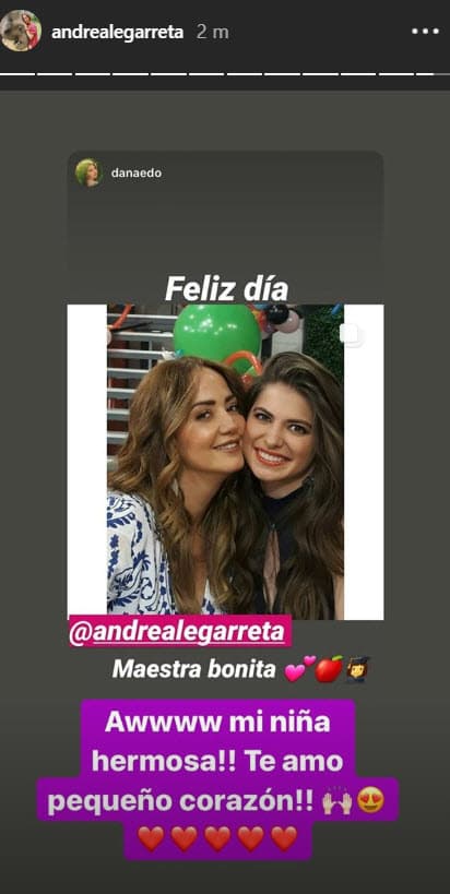 Por su parte, 
<b>Daniela Aedo</b>, la traviesa Marisol, utilizó su perfil de Instagram para compartir una fotografía junto a Legarreta, detalle que la presentadora no dudó en responder.
<br>