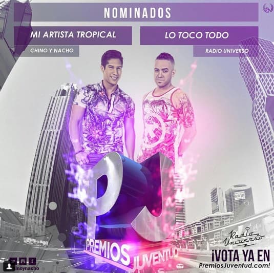 El dúo Chino y Nacho también resultó nominado. Vota YA por ellos.