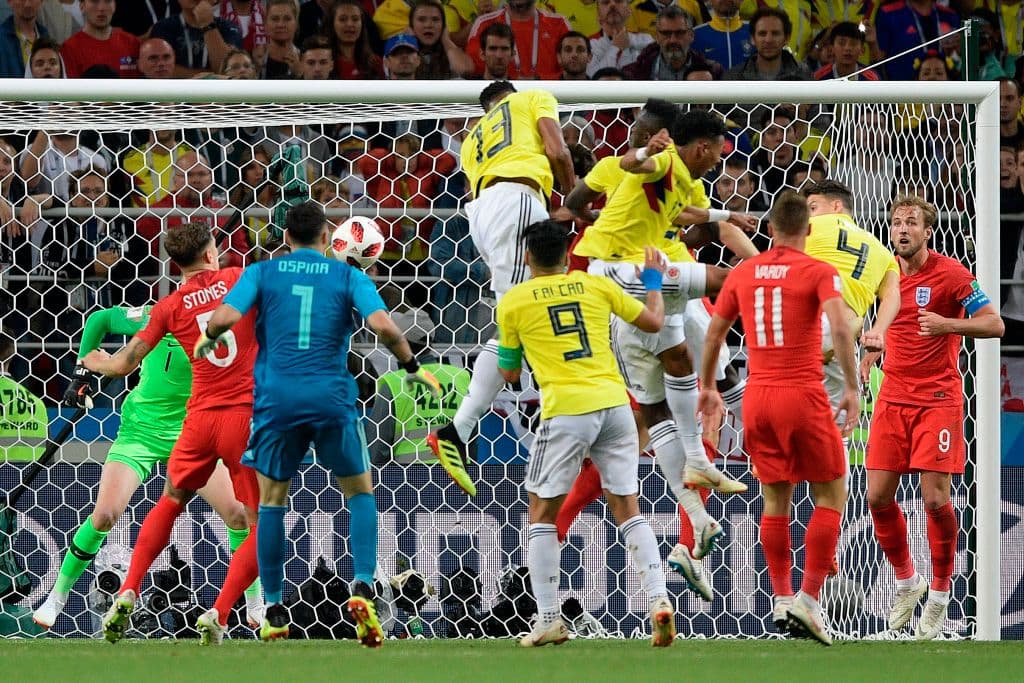 146.- Yerry Mina (Colombia) al minuto 90+3. Inglaterra 1-1 Colombia (4-3 penaltis). Cuartos de Final.