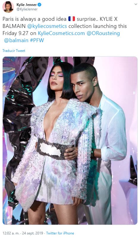 Kylie Jenner tenía que viajar a Francia para presentar la nueva colección de maquillaje que creó en colaboración con el diseñador de modas Olivier Rousteing.