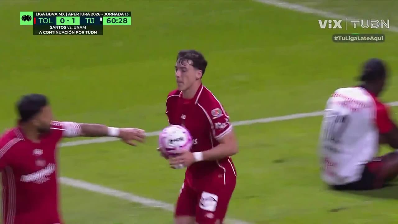 ¡Gol de Maraviñas! Toluca logra el empate con Federico al frente