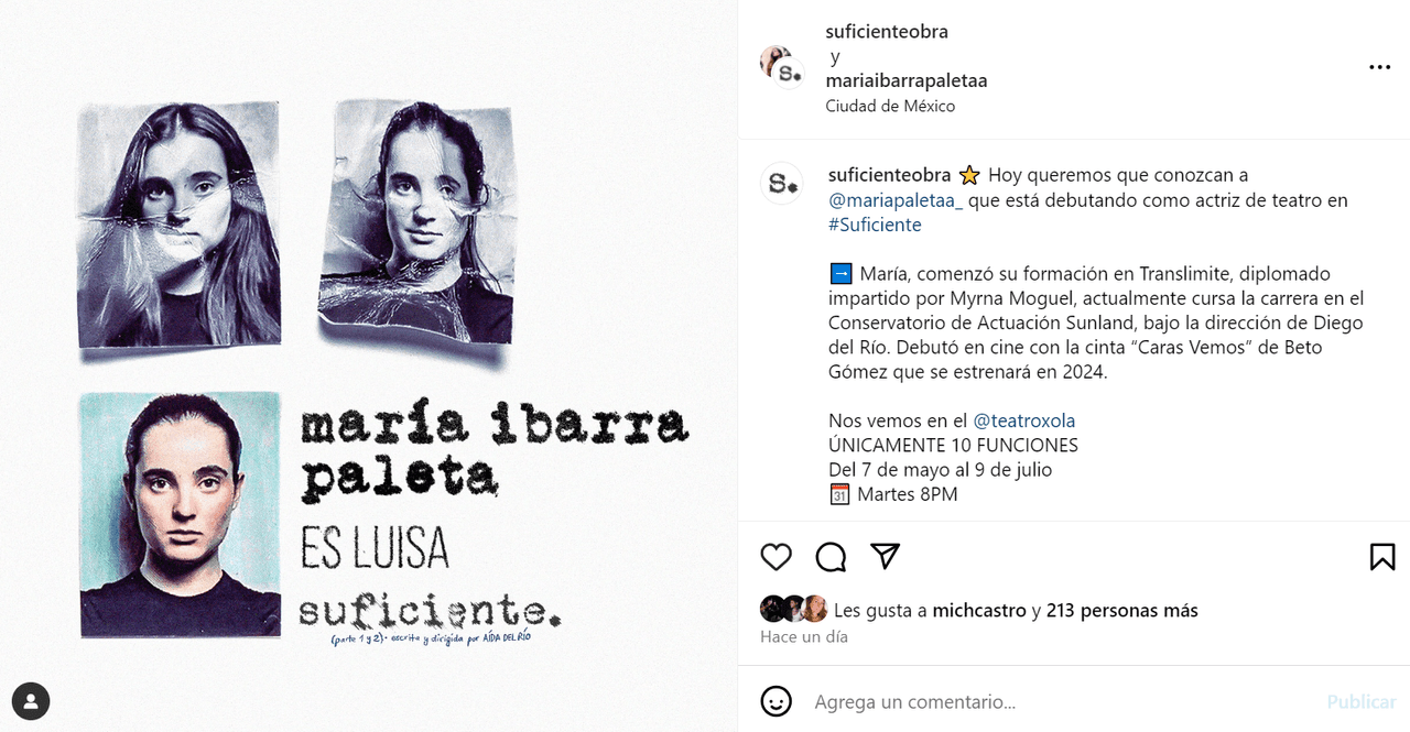 Este es el primer trabajo en teatro de la sobrina de Ludwika Paleta