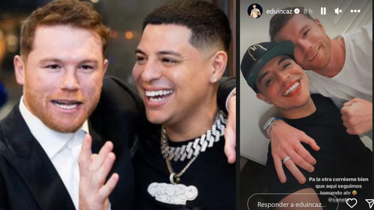 Eduin Caz bromeó con un mensaje para 'El Canelo' (derecha) sobre rumores de que supuestamente lo corrió de la fiesta de XV años de su hija.