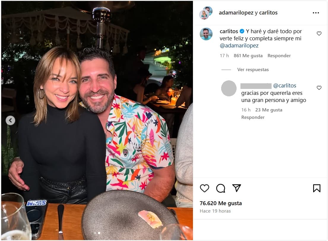 Carlitos Pérez-Ruiz, "esposo" de Adamari López, le aseguró que quiere verla "feliz".