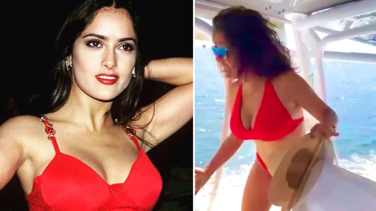 Salma Hayek lució un despampanante bikini para festejar sus 56 años en un yate
