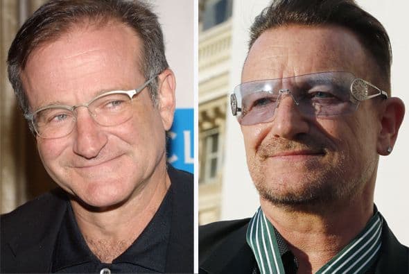 Cuando van por las calles los confunden, Robin Williams y Bono son idénticos.