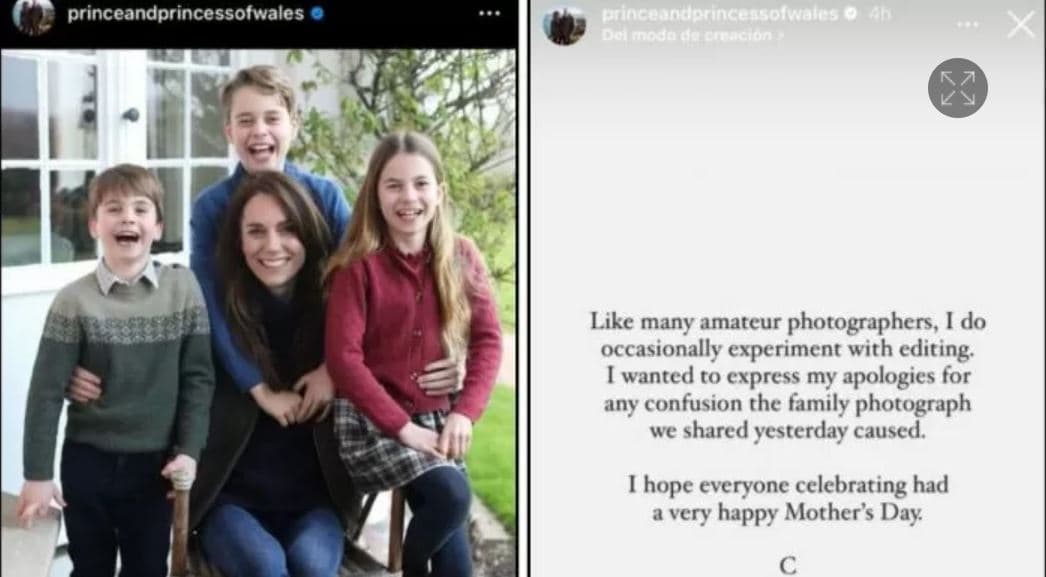 La foto editada de Kate Middleton con sus hijos
