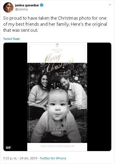 "Estoy tan orgullosa de haber tomado la foto de Navidad de una de mis mejores amigas y su familia.
<b><a href="https://twitter.com/Janina/status/1209648444400455680" target="_blank">Aquí está el original que se envió"</a></b> , escribió la actriz.