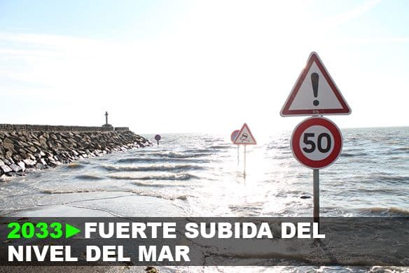 2033: Fuerte subida del nivel del mar.