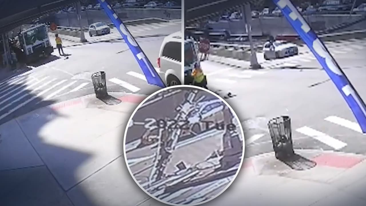 Quedó viva de milagro: Brazo de grúa cae sobre el auto de una joven hispana pero esta sale ilesa