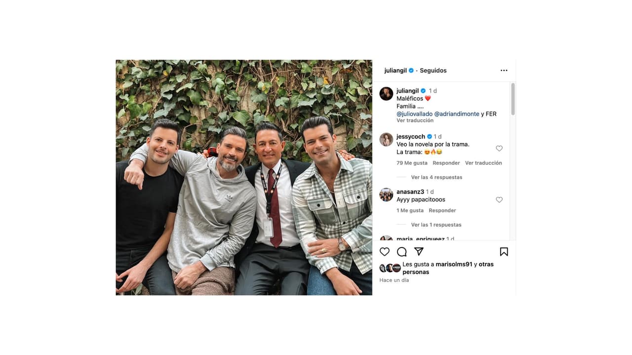 Julián Gil publica foto de Fernando Colunga junto a sus hijos en 'El Maleficio'.
