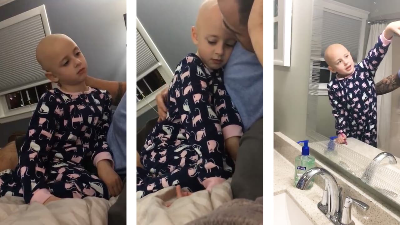 Un padre se rapó la cabeza para enseñarle a su hija una lección sobre amor propio