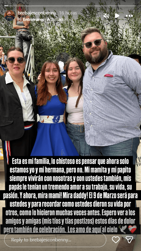 Las hijas de Ben Wood y María José Duarte confirmaron sus muertes.