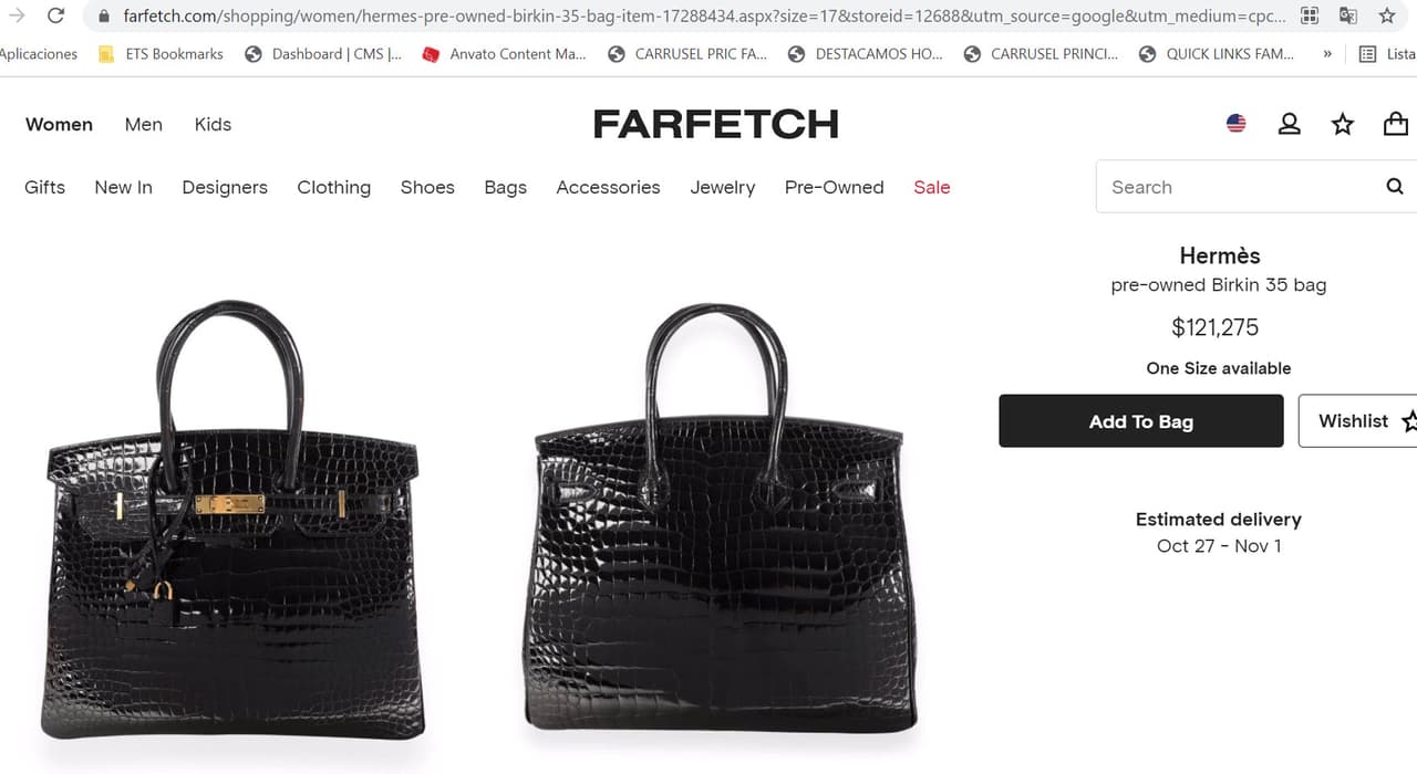 Según la tienda en línea Farfetch, este accesorio tiene un costo de
<b>121 mil dólares.</b>