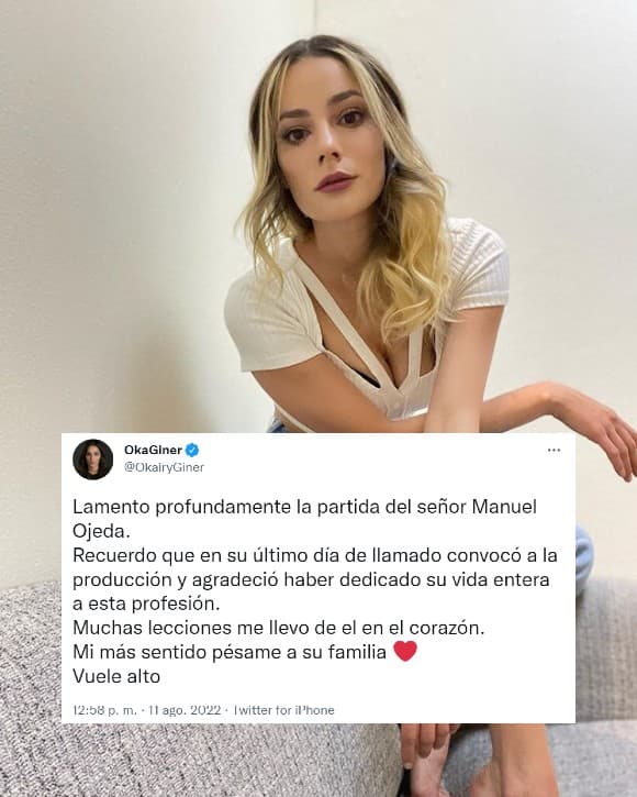 <b>Oka Giner</b>, quien también fue parte del elenco de 'Corazón Guerrero', recordó a Manuel Ojeda con cariño y admiración.