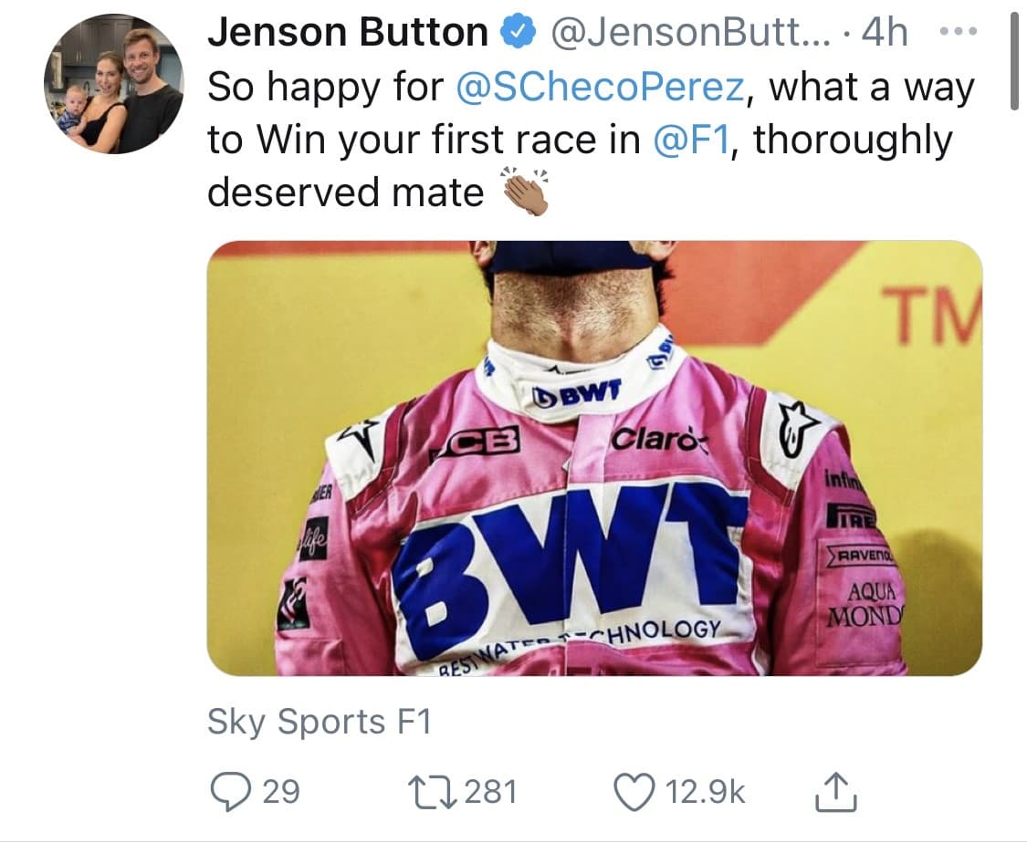 No dejan de caer felicitaciones en las redes sociales para Sergio Pérez tras su victoria en las Formula 1. ¡Histórico!