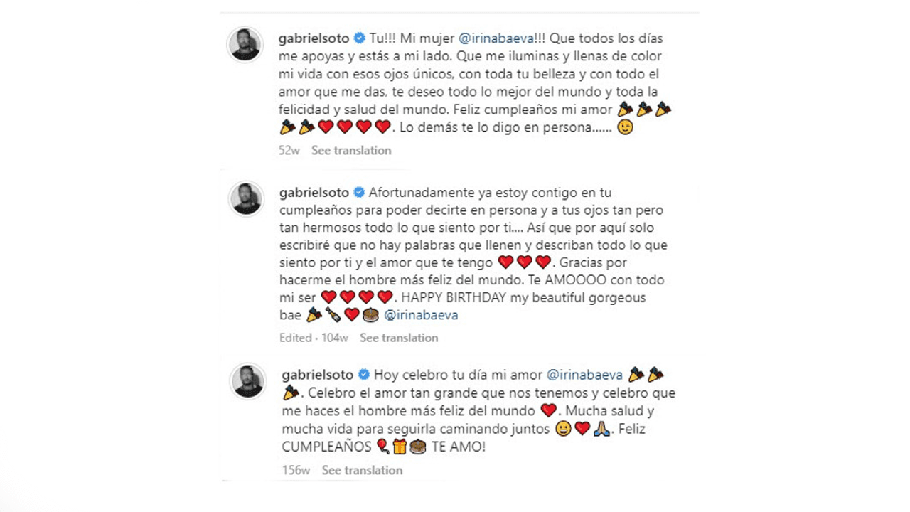 Esto causó relevancia, pues en años anteriores el actor había sido mucho más efusivo con su novia. Por ejemplo, en 2021 así la felicitó: "¡Tú! ¡Mi mujer Irina Baeva! Que todos los días me apoyas y estás a mi lado. Que me iluminas y llenas de color mi vida con esos ojos únicos, con toda tu belleza y con todo el amor que me das. Te deseo todo lo mejor del mundo y toda la felicidad y salud del mundo.
<b>Feliz cumpleaños, mi amor.</b> Lo demás te lo digo en persona", escribió el actor.
<br>