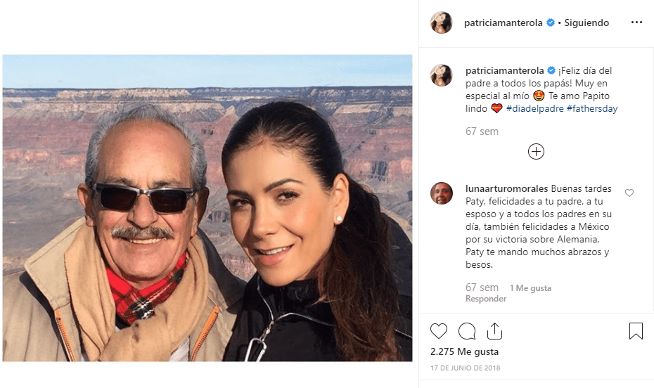 El 17 de junio de 2018, Manterola publicó una imagen junto a él felicitándolo por el Día del Padre. “Te amo papito lindo”, comentó en la publicación que logró más de 2,700 ‘likes’.