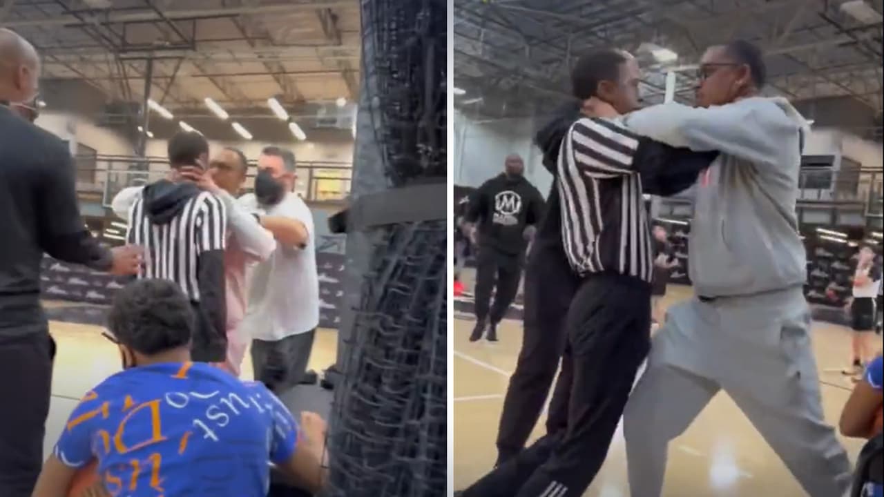 Entrenador de baloncesto en California pierde los estribos y toma del cuello a un árbitro frente a sus jugadores