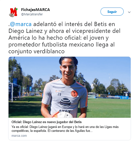 Entre los medios españoles que reportaron la transacción está Marca.