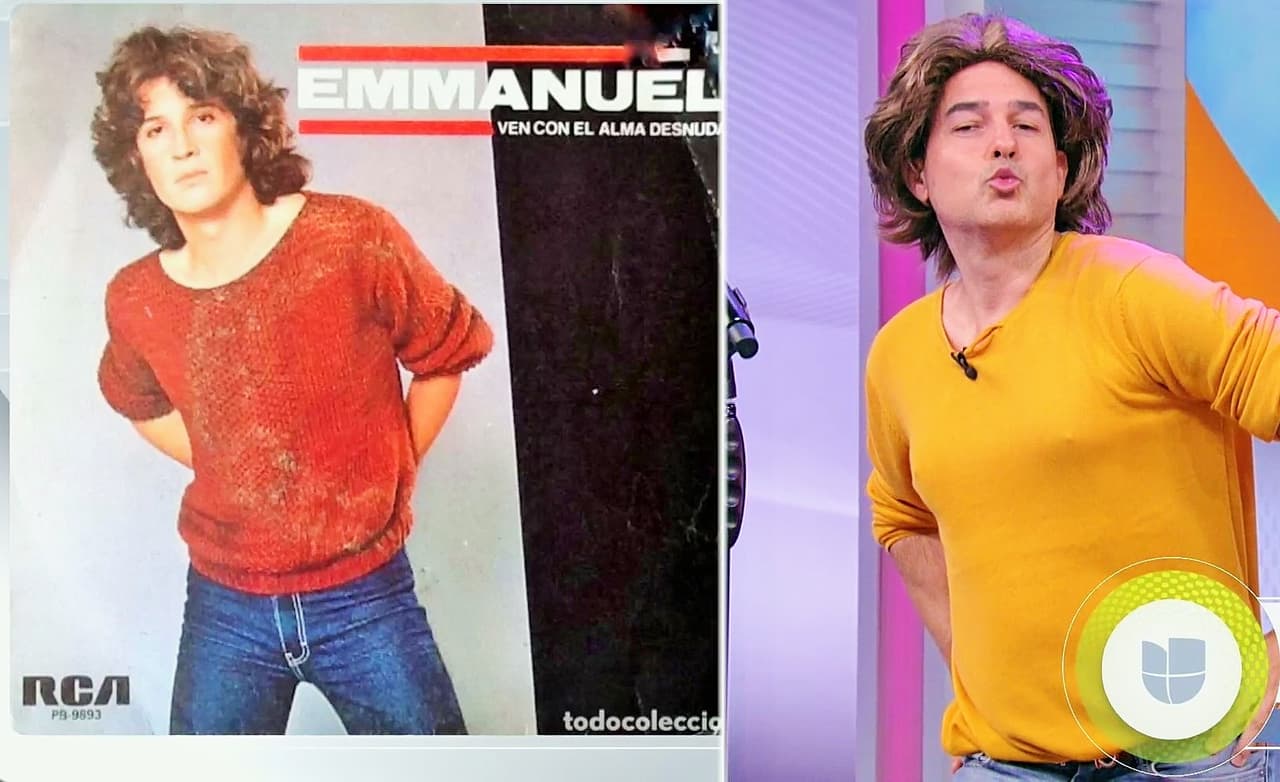 Cada uno de nuestros conductores imitó una de las portadas de los discos de Emmanuel. Aquí vemos a Carlos al puro estilo de Emmanuel en los ochentas.