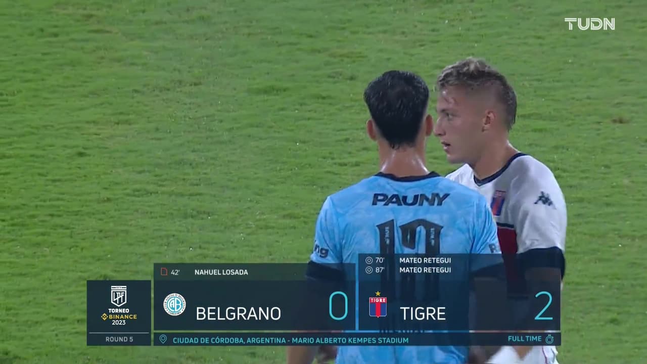 Resumen | Belgrano se queda con 10 y cae en casa 0-2 contra Tigre