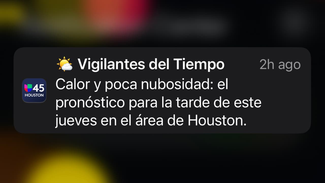 Para recibir las alertas del tiempo de Univision 45 solo tienes que descargar nuestra App, activar las notificaciones y asegurarte que también estén activadas en la configuración del teléfono.