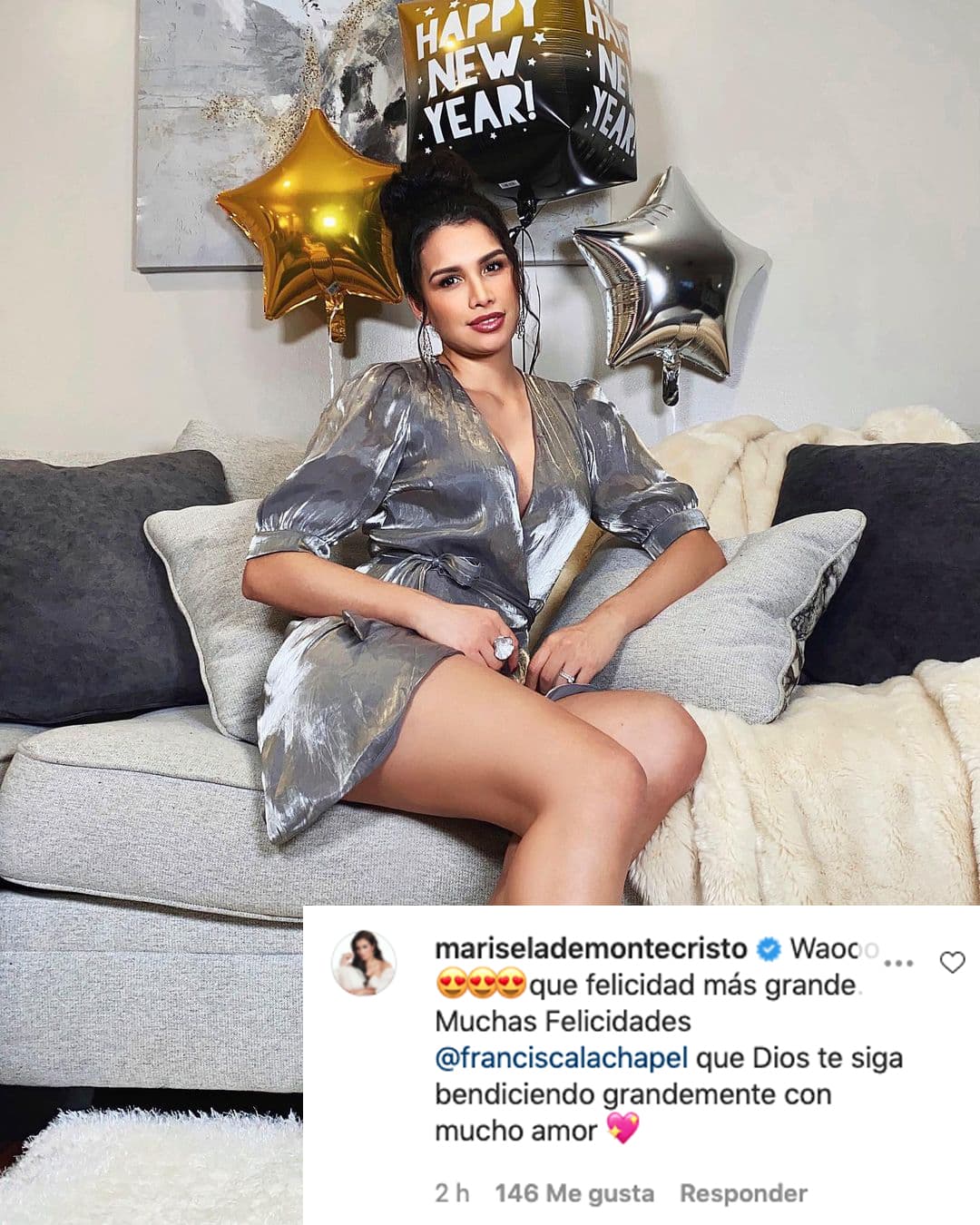 La reina de Nuestra Belleza Latina 2013, Marisela de Montecristo, mostró su euforia: "Waooo, qué felicidad más grande. Muchas Felicidades, Francisca. Que dios te siga bendiciendo grandemente con mucho amor".