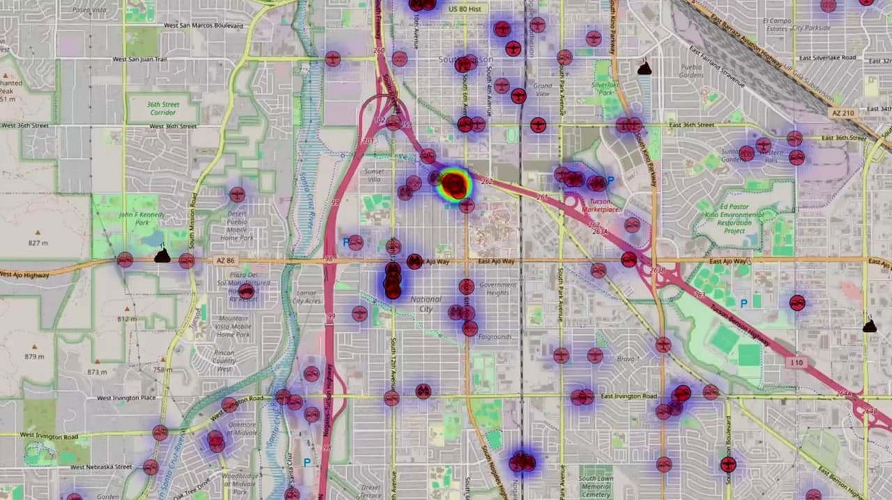 Tucson migra map: Crean un mapa que registra la actividad de agentes federales de inmigración